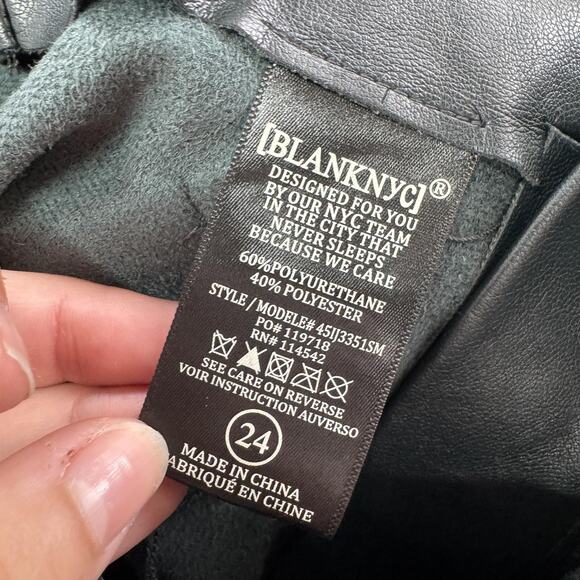 BlankNYC Pants Womens 24 Faux Leather Joggers High Rise Slit Leg Belted Moto - Picture 7 of 10